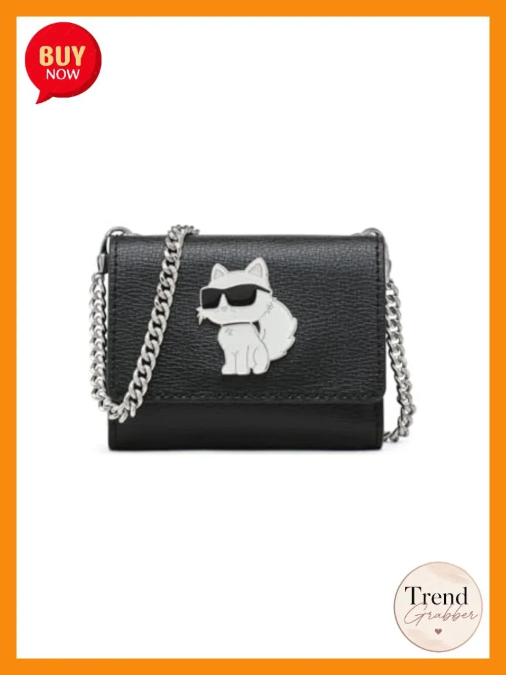 Leather Wallet Crossbody on a Chain with Snap Closure